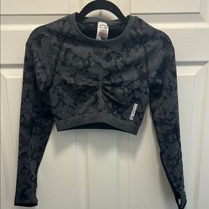Gymshark Black Camo Fitted Crop Shirt